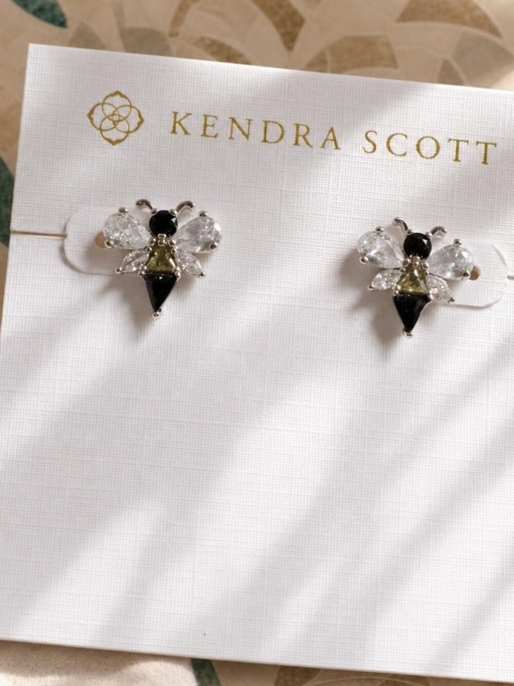 Kendra Scott Bee Silver Crystal Stud Earrings